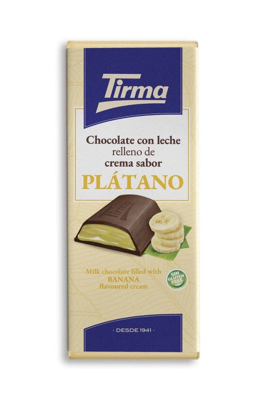 Paquete de 5 chocolates Tirma de sabores canarios: fresa, naranja, plátano y menta, en presentación individual.