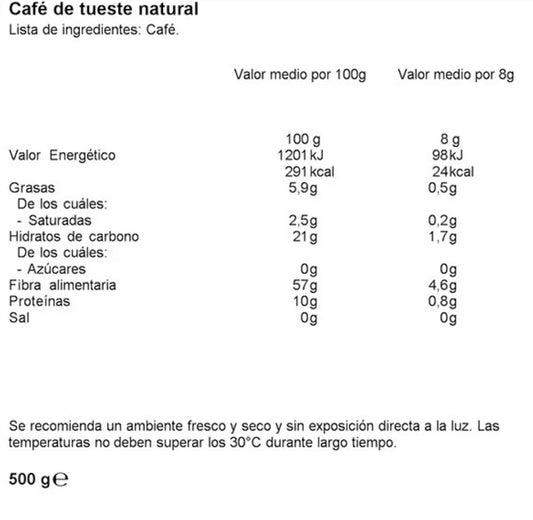 Granos de café Tirma Canario Seleccionado de alta cosecha natural en envase de 500g, café de origen canario.
