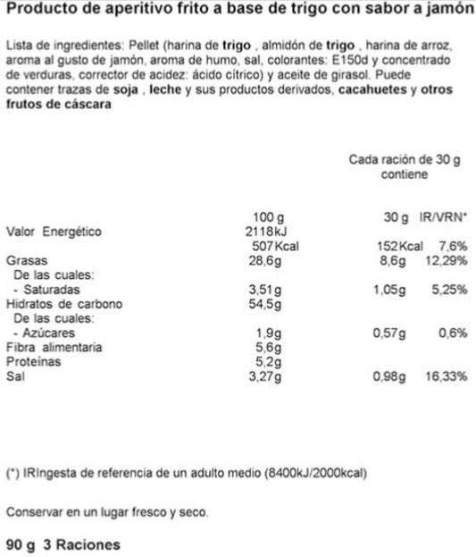 Baconcitos Aperitivo Sabor Jamón 90g – Producto de Canarias, Crujiente y Sabroso
