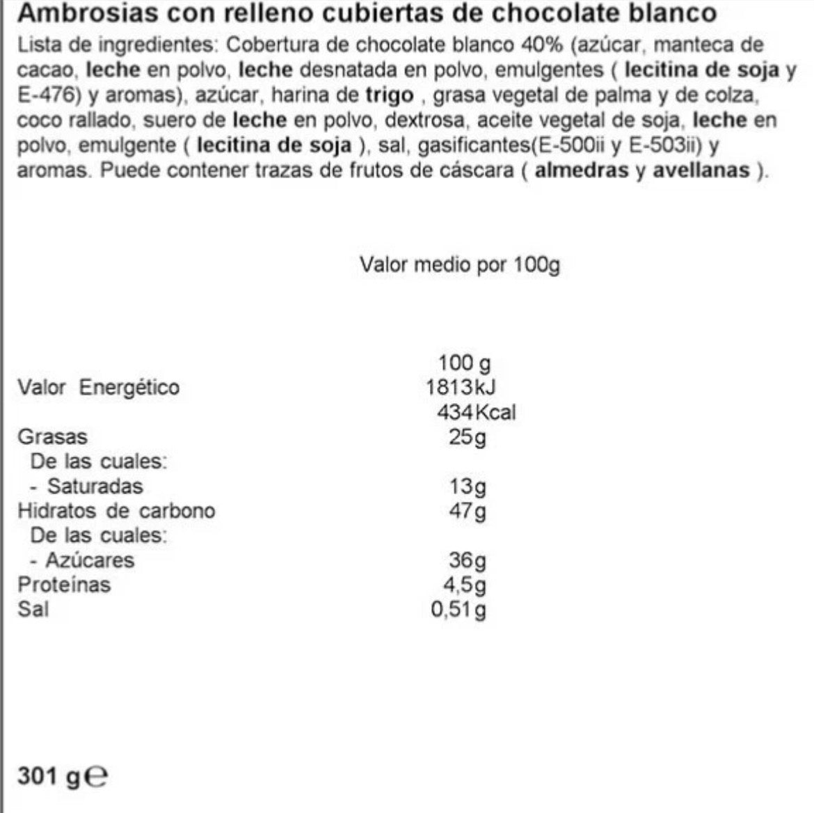 Tirma Ambrosías chocolate blanco Tradicionales Canarias – 14 Uds de Pura Delicia