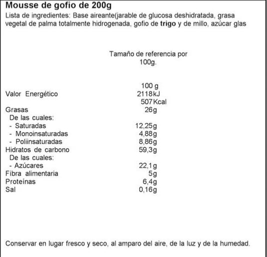 Mousse de gofio canario COMEZTIER de 200g en polvo, producto de la marca Tropical Canary Shop, preparado para consumir.