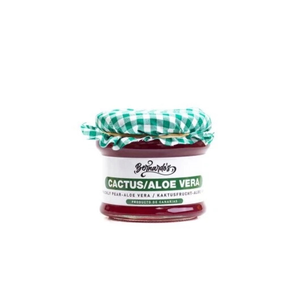 Confitura artesana de Canarias de cactus con aloe vera en frasco de 240g, mermelada gourmet de Tropical Canary Shop.