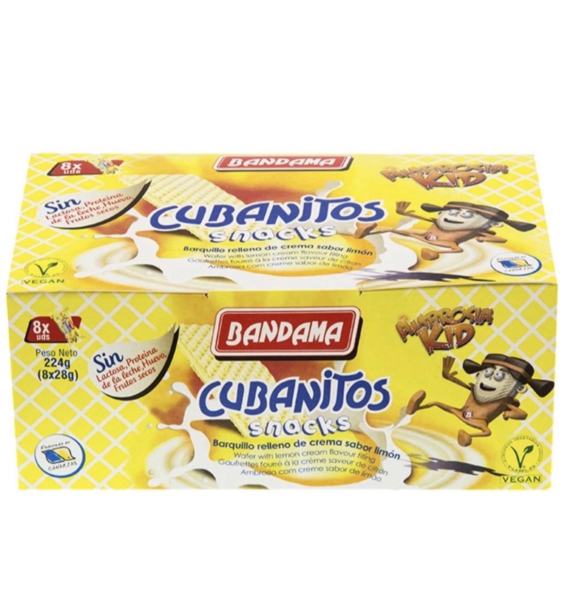 Bandama Cubanitos Limón 224g - Barquillos Canarios Rellenos de Crema - Snack