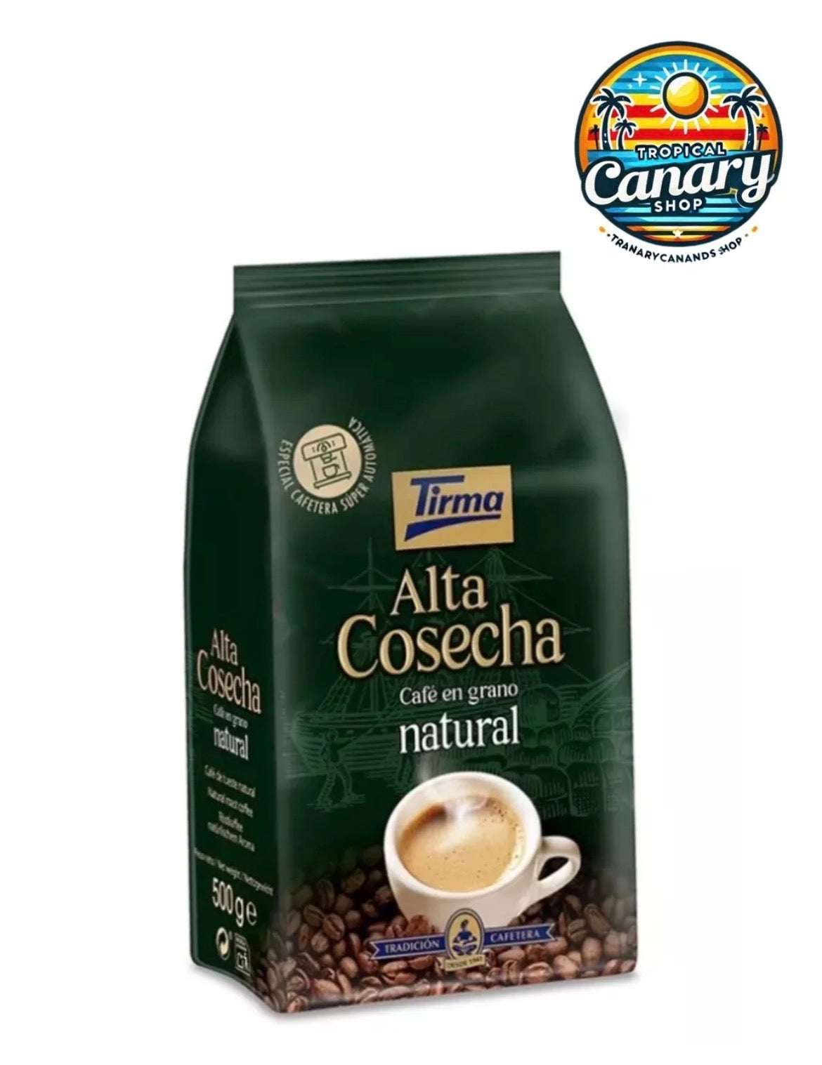 Granos de café Tirma Canario Seleccionado 500g, café en grano de alta cosecha natural, producido por Tropical Canary Shop.
