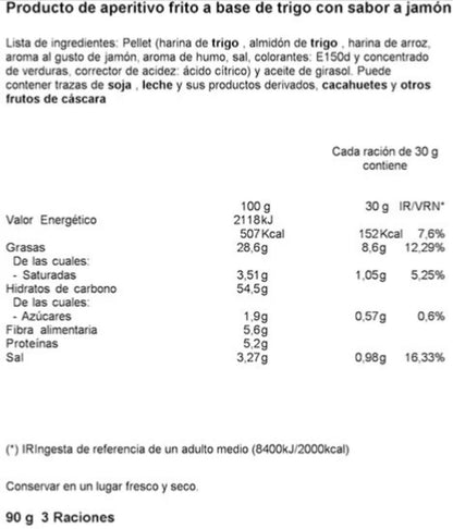 Baconcitos Aperitivo Sabor Jamón 90g – Producto de Canarias, Crujiente y Sabroso