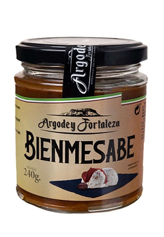 Mermelada Argodey Fortaleza Bienmesabe Tropical Canary Shop en frasco de 200g, con etiqueta y textura de la mermelada en la imagen.