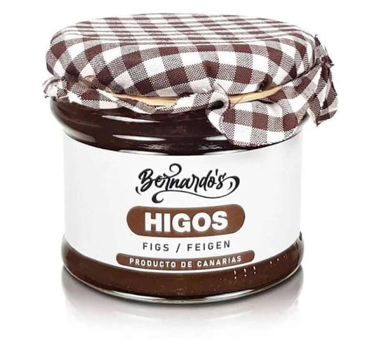 Mermelada canaria de higo artesanal y natural en frasco de 240g, con etiqueta de Tropical Canary Shop.