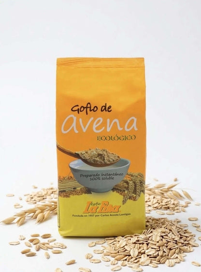 Gofio de avena ecológico Tropical Canary Shop en paquete de 450 g, producto natural y ecológico de la isla Canaria.