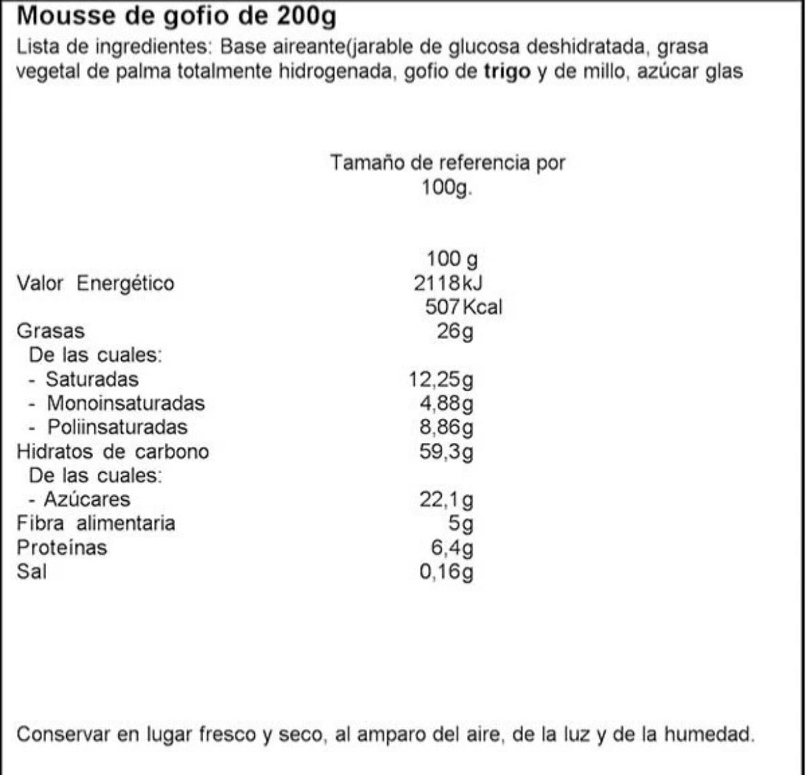 Mousse de gofio canario COMEZTIER de 200g en polvo, producto de la marca Tropical Canary Shop, preparado para consumir.