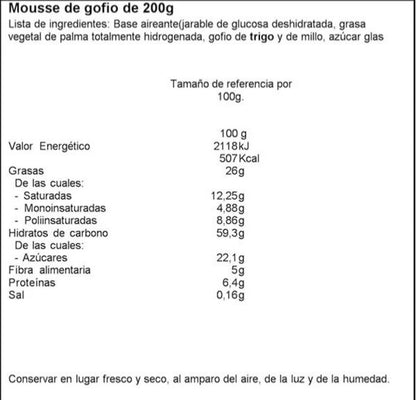Mousse de gofio canario COMEZTIER de 200g en polvo, producto de la marca Tropical Canary Shop, preparado para consumir.