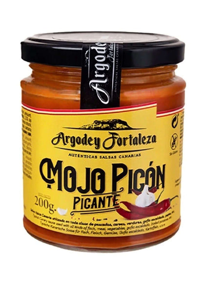 Mojo picón rojo de 200g de Islas Canarias, en envase de Tropical Canary Shop, con ingredientes frescos y color vibrante
