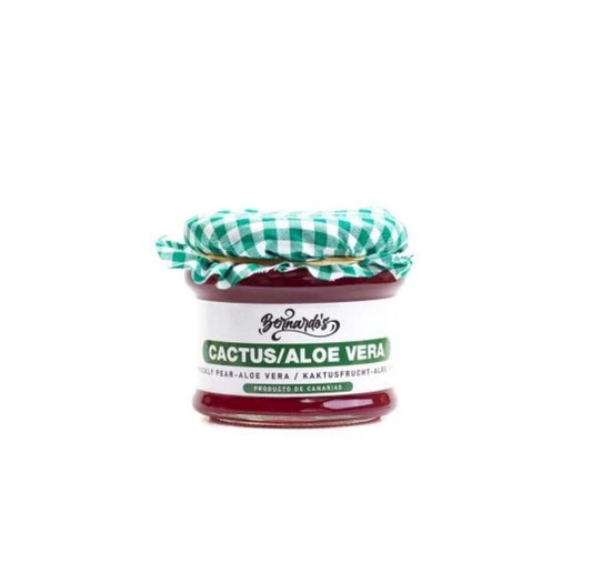 Confitura artesana de Canarias de cactus con aloe vera en frasco de 240g, mermelada gourmet de Tropical Canary Shop.