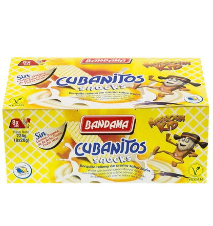 Bandama Cubanitos Limón 224g - Barquillos Canarios Rellenos de Crema - Snack
