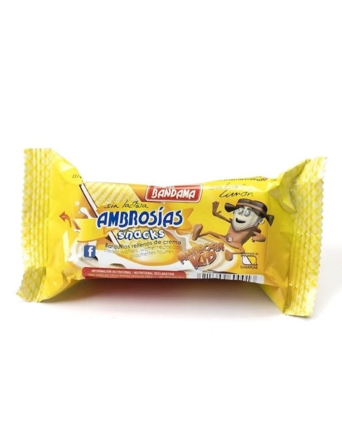 Bandama Cubanitos Limón 224g - Barquillos Canarios Rellenos de Crema - Snack