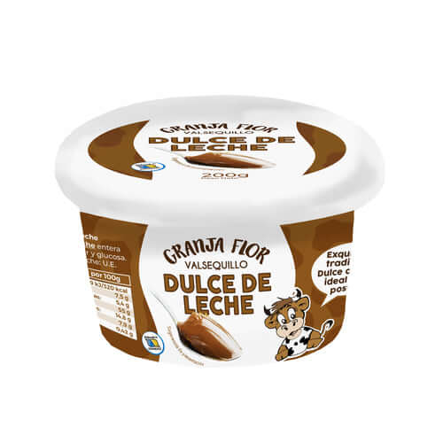 Dulce de leche canario Gran Canaria en envase de 200g, artesano de Granja Flor Valsequillo, con chocolates Tropical Canary Shop