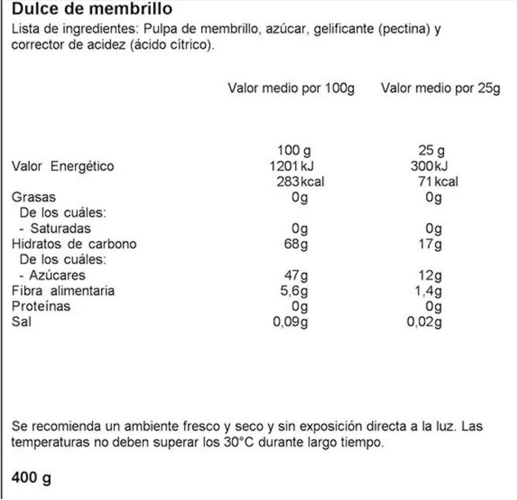 Dulce de membrillo canario Tirma en frasco de 400 g, mermelada artesanal con sabor tradicional y natural.